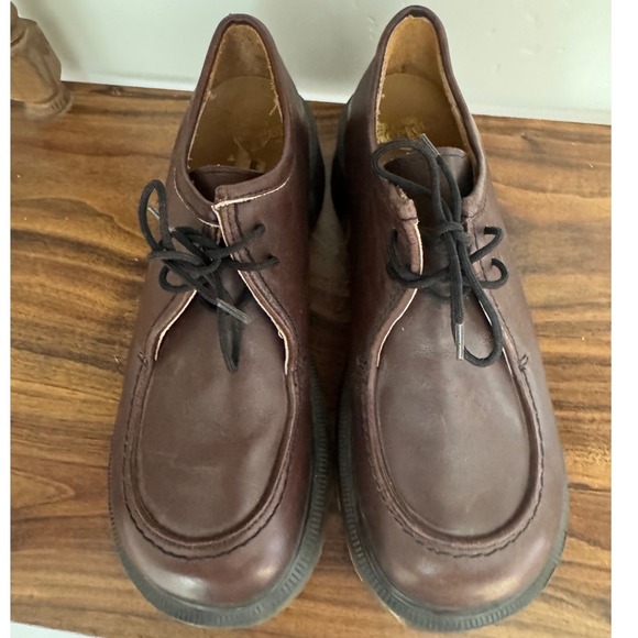 Vintage Dr. Martens UK sz4 Chunky Brown Lace Up Platform Loafer Made In England - Picture 3 of 14